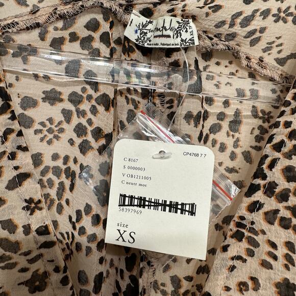 Intimately Free People Womens Animal Print Sleepin in Shirt XS Tan Oversized NWT - Picture 4 of 6